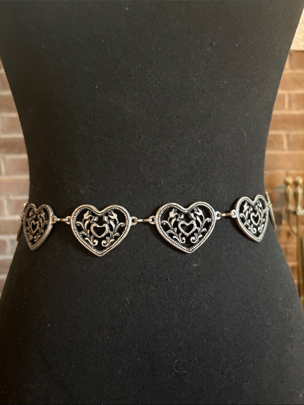 Vintage Silver Heart-Link Waist Chain Belt